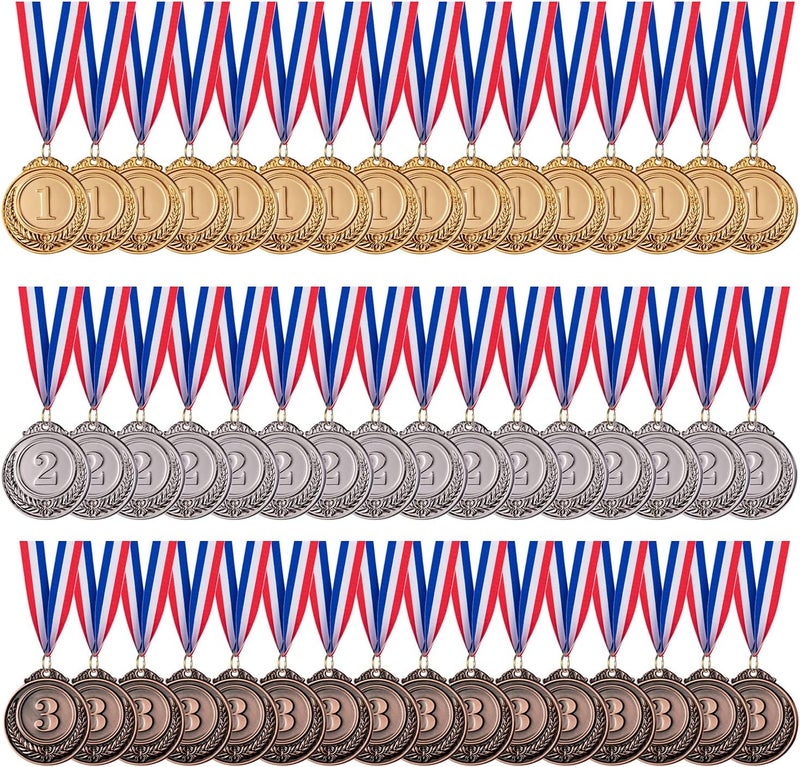 favide 48 Pieces Gold Silver Bronze Award Medals-Winner Medals Gold Silver Bronze Prizes for Competitions, Party,Olympic Style, 2 Inches - Image 1